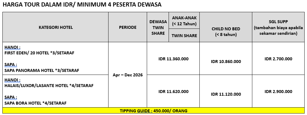 harga 4 can go 4d hanoi sapa